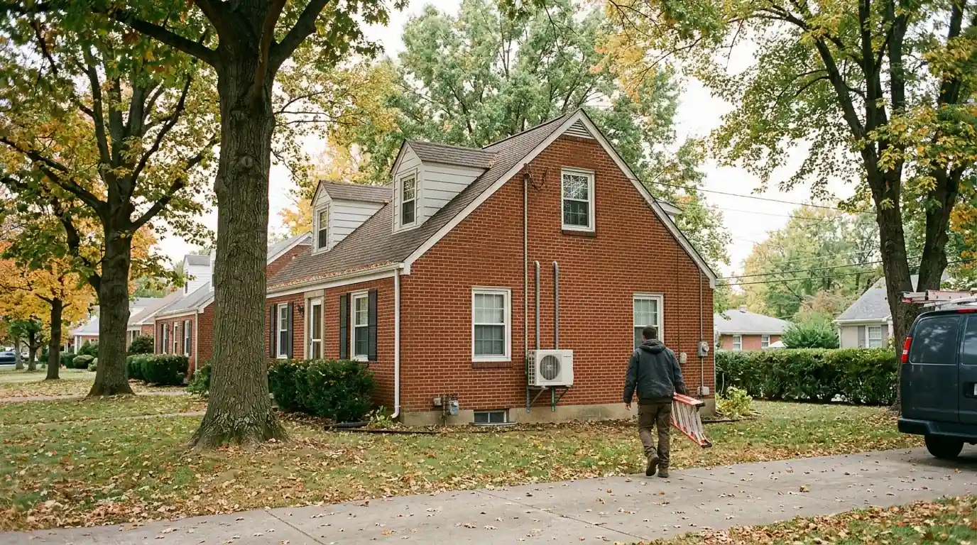 Cape Cod house in Meadowthorpe with a ductless outdoor unit