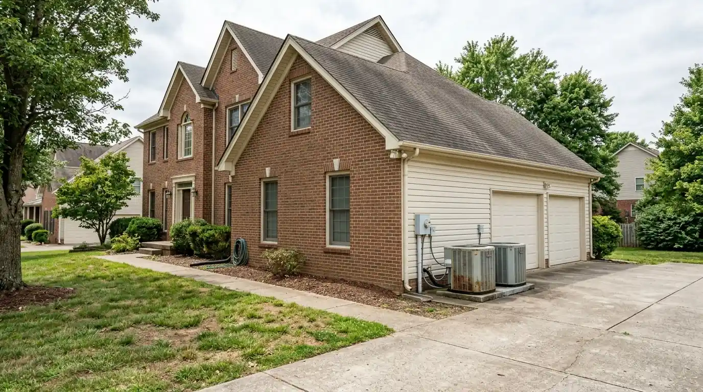 Two-story suburban home with two outdoor units