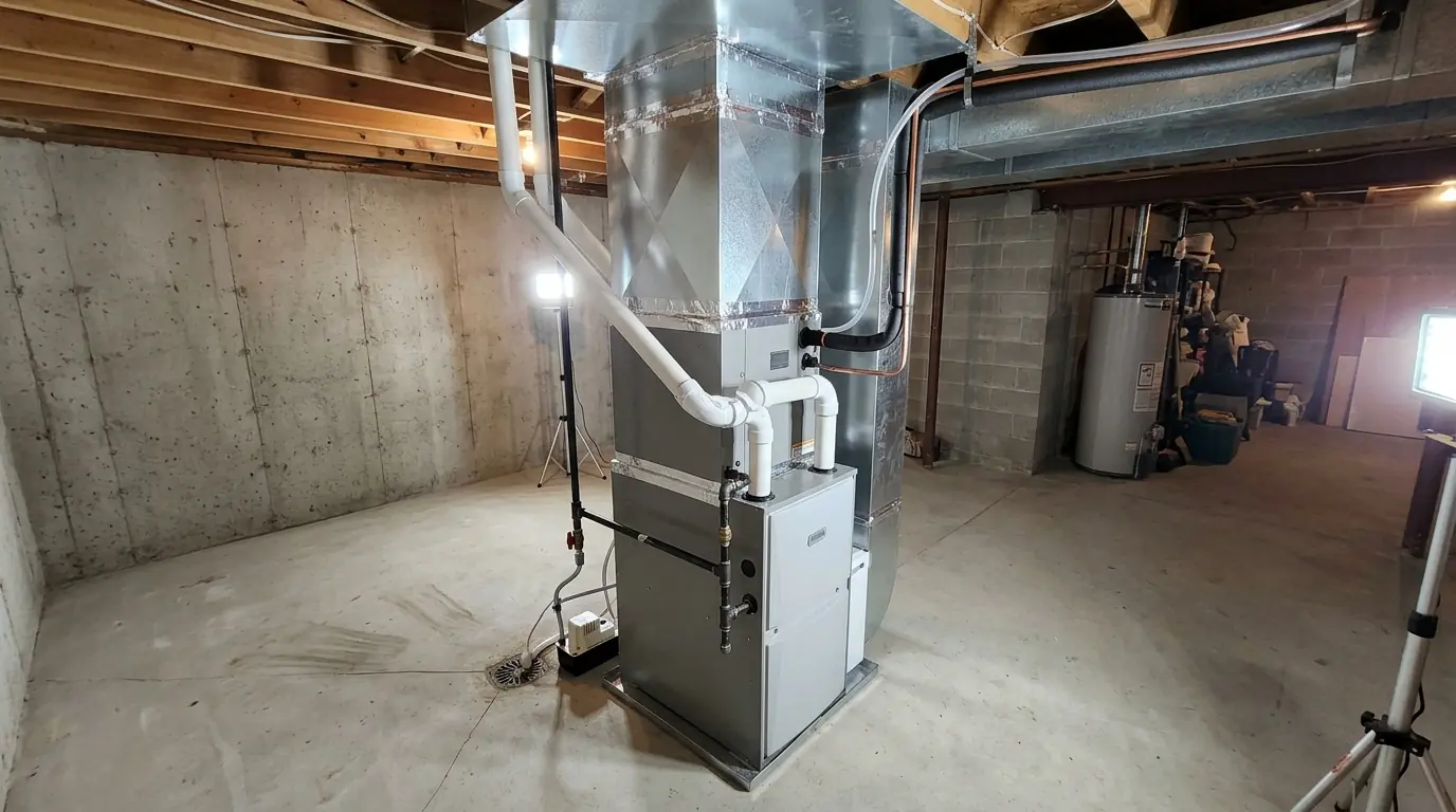 New furnace and matched coil installed in a Lexington basement