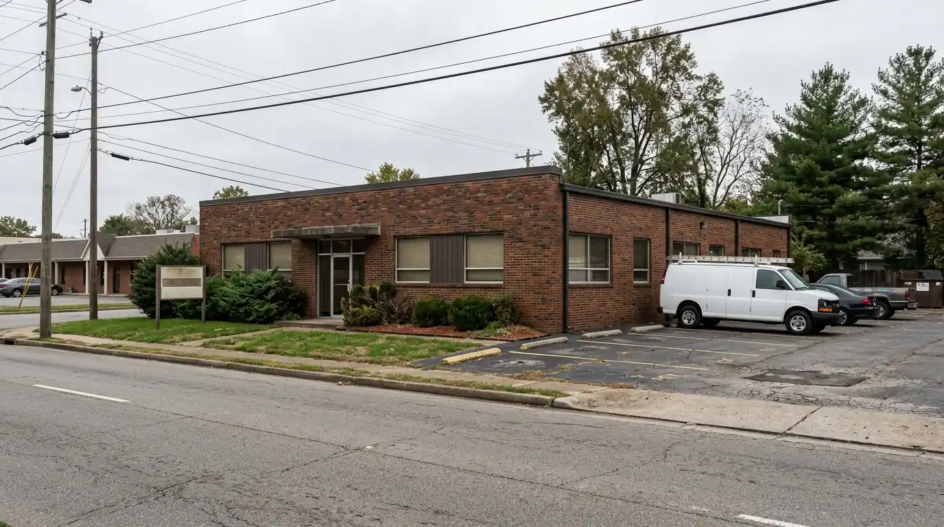 Small brick office on a quiet south Lexington street