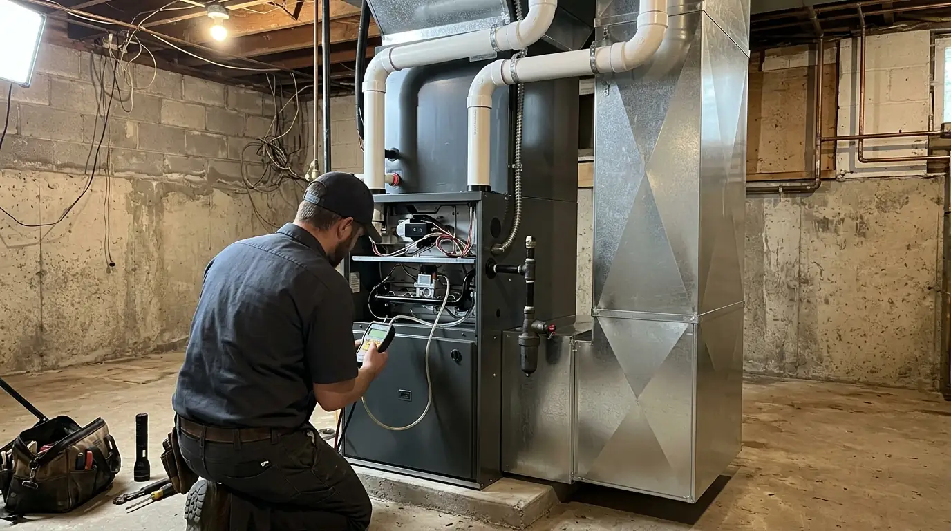 Checking gas pressure on a new two-stage furnace